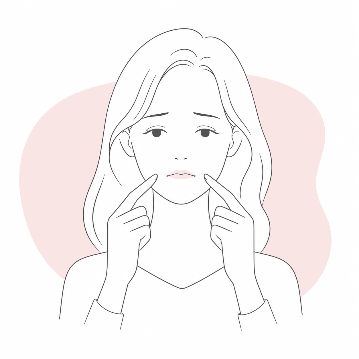 笑っても口角が上がりきらないお悩みのイラスト(イメージ)