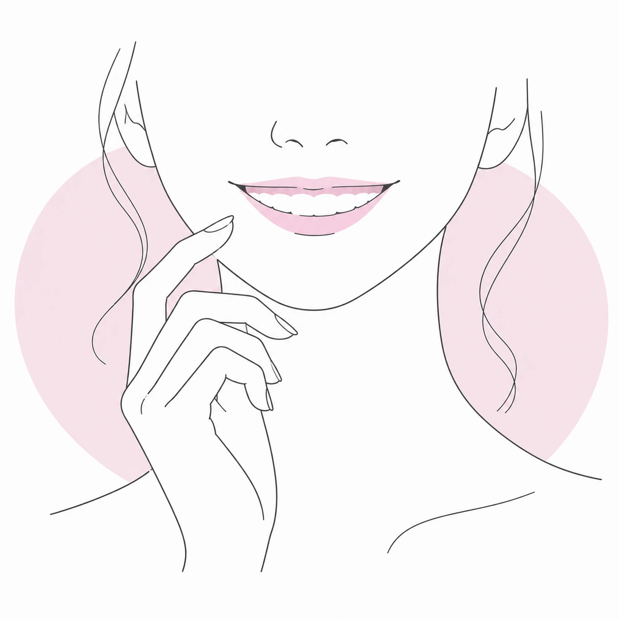 笑うと歯茎が見えやすいガミースマイルタイプの口元イラスト(イメージ)