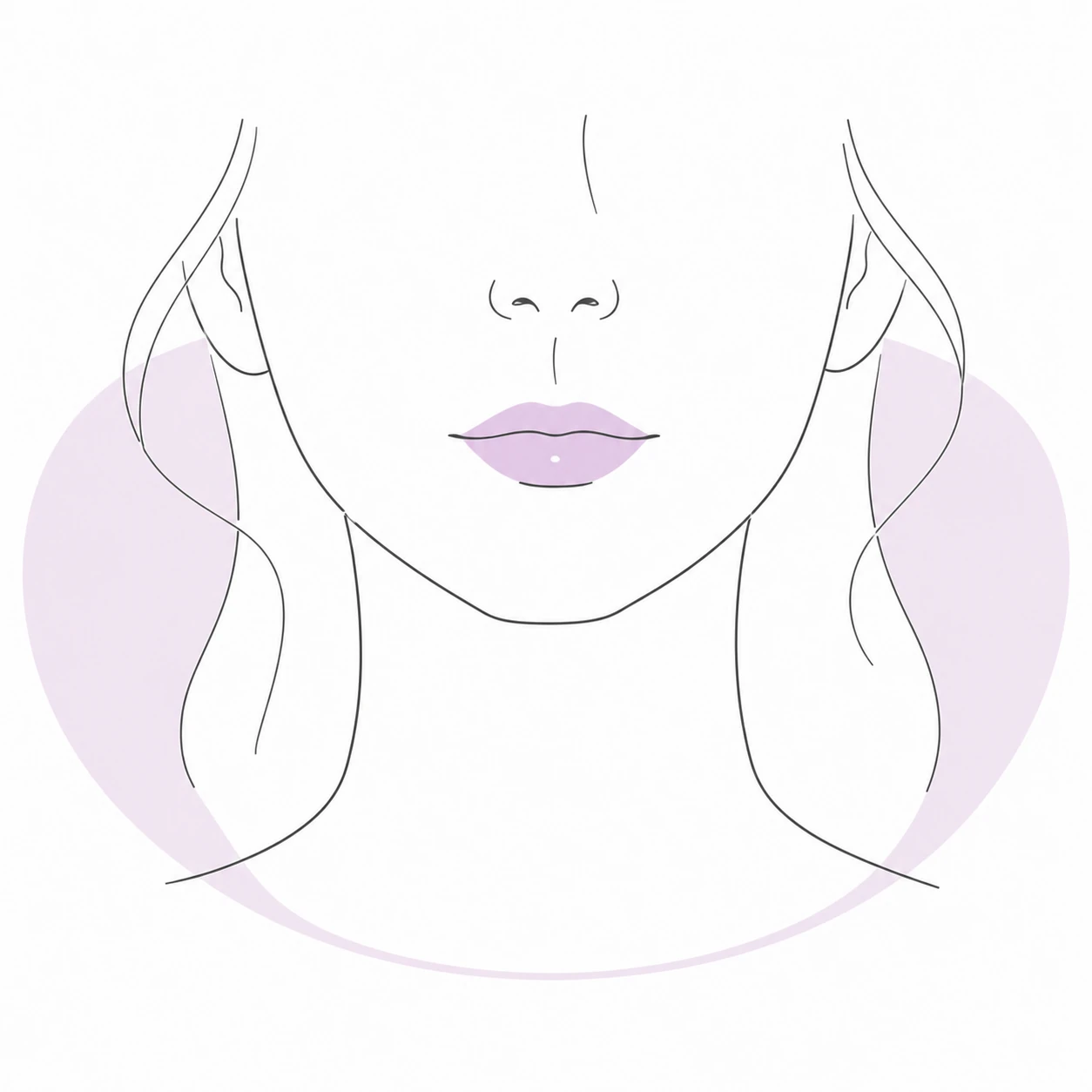 人中以外の要因（顎や鼻）で顔が間延びして見えるケースのイラスト（イメージ）