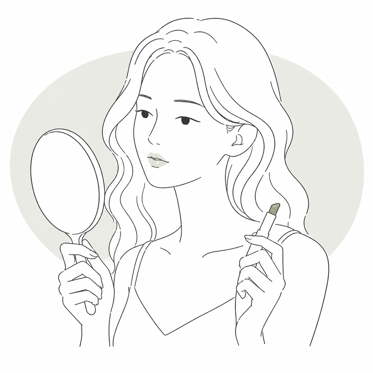 メイクで唇を隠す手間から解放されたいお悩みのイラスト(イメージ)