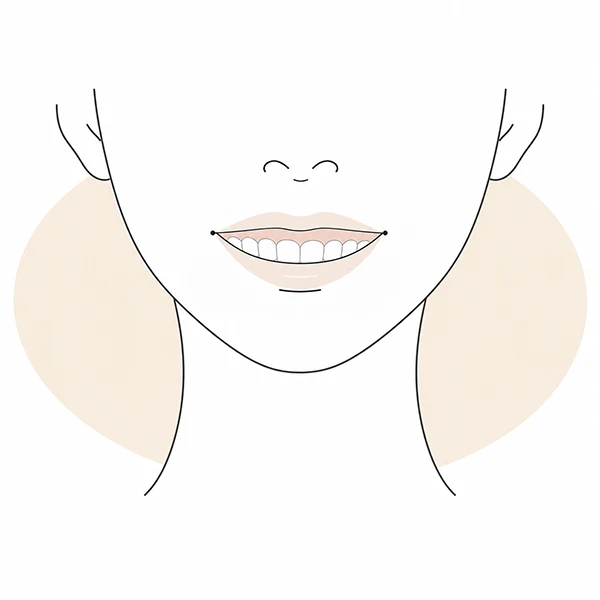 笑うと歯茎が目立って見えるお悩みのイラスト（イメージ）